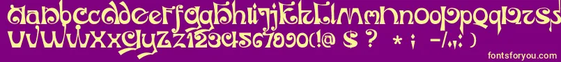 fuente DkJubileum – Fuentes Amarillas Sobre Fondo Morado