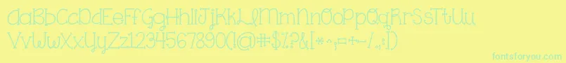 Kgonething-Schriftart – Grüne Schriften auf gelbem Hintergrund