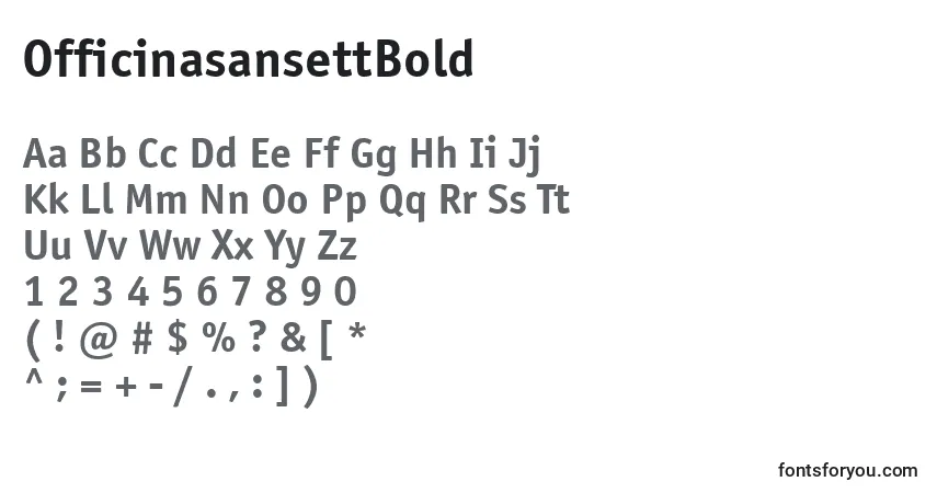 Шрифт OfficinasansettBold – алфавит, цифры, специальные символы