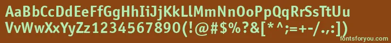 OfficinasansettBold-fontti – vihreät fontit ruskealla taustalla