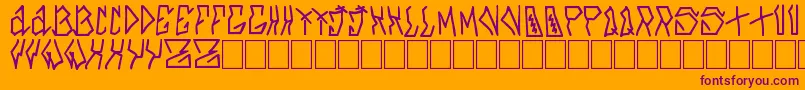 Azfuck-Schriftart – Violette Schriften auf orangefarbenem Hintergrund