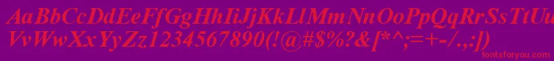 More about TimeRomanBoldItalic Font TimeRomanBoldItalic Font – Red Fonts on Purple Background