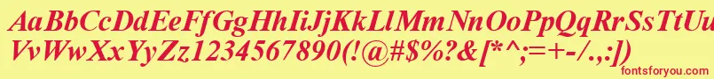 TimeRomanBoldItalic Font – Red Fonts on Yellow Background