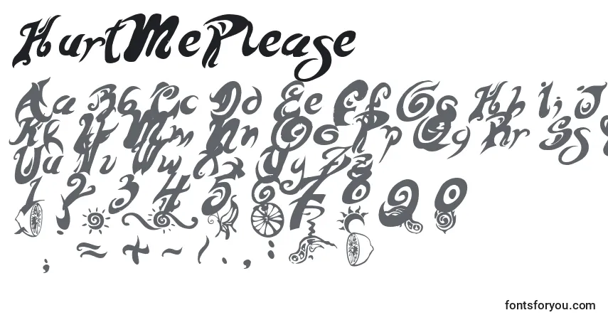 Schriftart HurtMePlease – Alphabet, Zahlen, spezielle Symbole