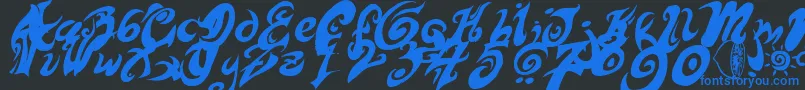 フォントHurtMePlease – 黒い背景に青い文字