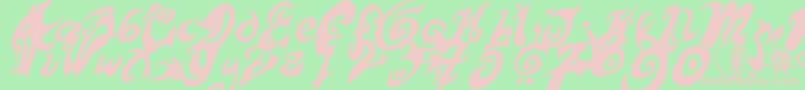 HurtMePlease-fontti – vaaleanpunaiset fontit vihreällä taustalla
