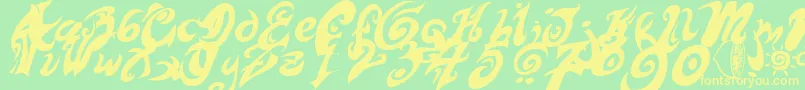 Czcionka HurtMePlease – żółte czcionki na zielonym tle