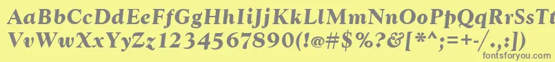 Fonte GoudytBoldItalic – fontes cinzas em um fundo amarelo