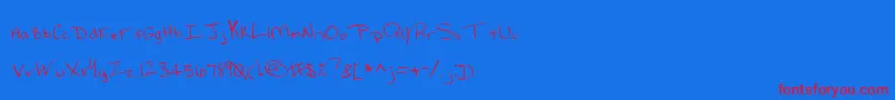 MtfLynds-Schriftart – Rote Schriften auf blauem Hintergrund