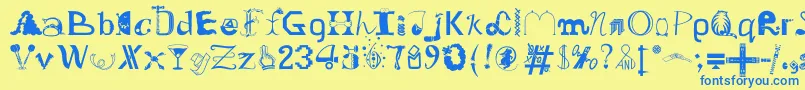 OldDreadfulNo.7Bt Font – Blue Fonts on Yellow Background