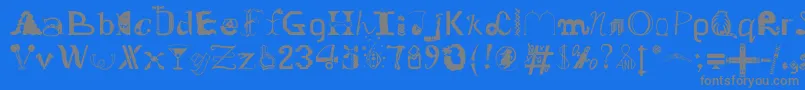 フォントOldDreadfulNo.7Bt – 青い背景に灰色の文字