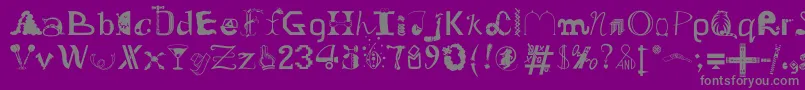 Fonte OldDreadfulNo.7Bt – fontes cinzas em um fundo violeta