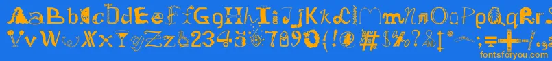 Fonte OldDreadfulNo.7Bt – fontes laranjas em um fundo azul
