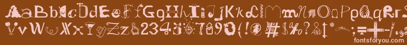 OldDreadfulNo.7Bt-Schriftart – Rosa Schriften auf braunem Hintergrund