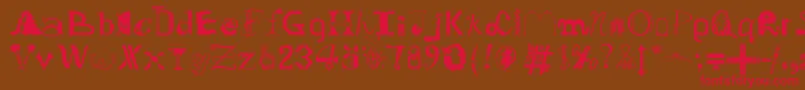 フォントOldDreadfulNo.7Bt – 赤い文字が茶色の背景にあります。