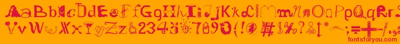 フォントOldDreadfulNo.7Bt – オレンジの背景に赤い文字