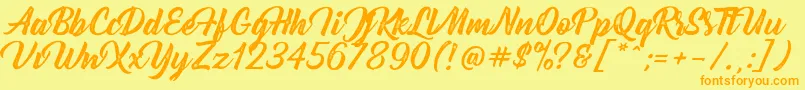 Fonte BernadetteRough – fontes laranjas em um fundo amarelo