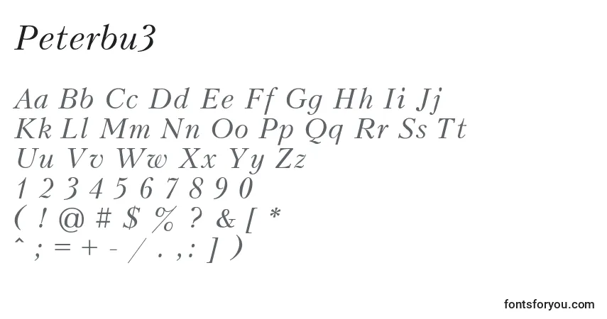Schriftart Peterbu3 – Alphabet, Zahlen, spezielle Symbole