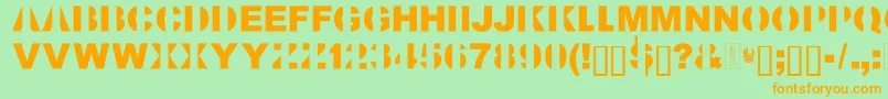 KillAllFonts-Schriftart – Orangefarbene Schriften auf grünem Hintergrund