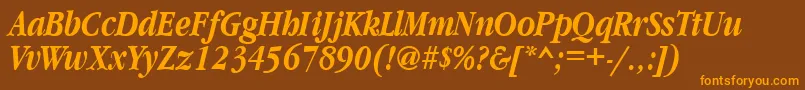 GaramondnarrowcttBolditalic Font – Orange Fonts on Brown Background