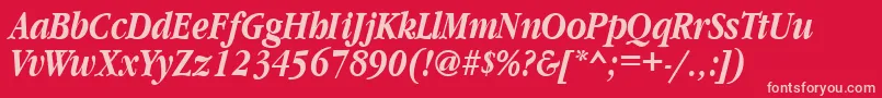 GaramondnarrowcttBolditalic Font – Pink Fonts on Red Background