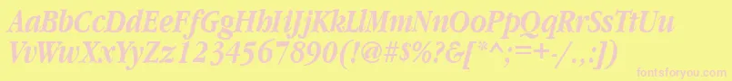 GaramondnarrowcttBolditalic Font – Pink Fonts on Yellow Background