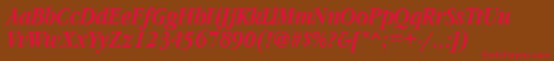GaramondnarrowcttBolditalic Font – Red Fonts on Brown Background