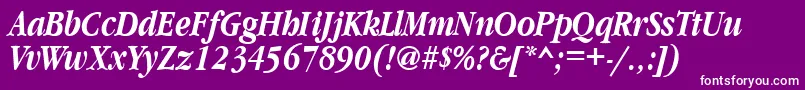 GaramondnarrowcttBolditalic Font – White Fonts on Purple Background