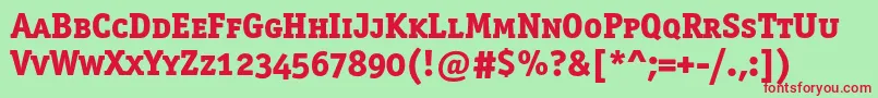Officinaserifextraboldscc Font – Red Fonts on Green Background
