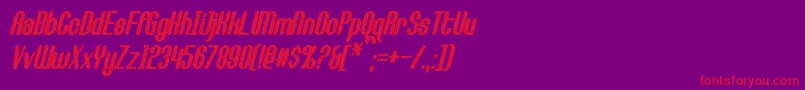 CallieMaeBoldItalic-Schriftart – Rote Schriften auf violettem Hintergrund