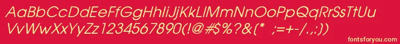 Avantgarde ffy-Schriftart – Gelbe Schriften auf rotem Hintergrund