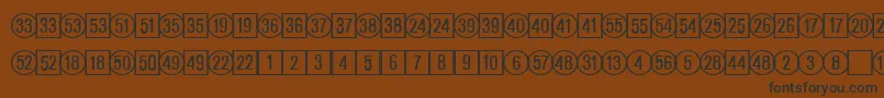 フォントCatalognumbersRegularDb – 黒い文字が茶色の背景にあります
