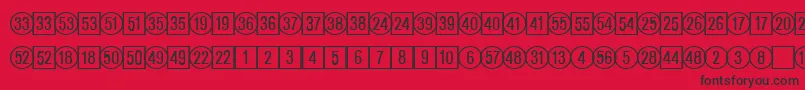 フォントCatalognumbersRegularDb – 赤い背景に黒い文字