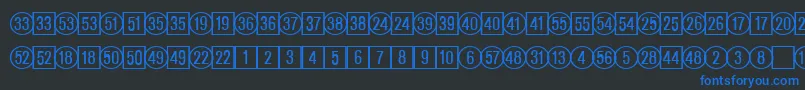 フォントCatalognumbersRegularDb – 黒い背景に青い文字