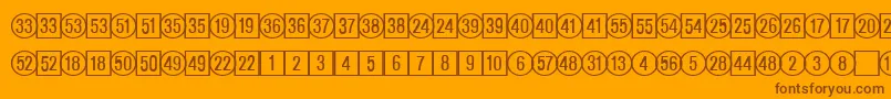 Fonte CatalognumbersRegularDb – fontes marrons em um fundo laranja