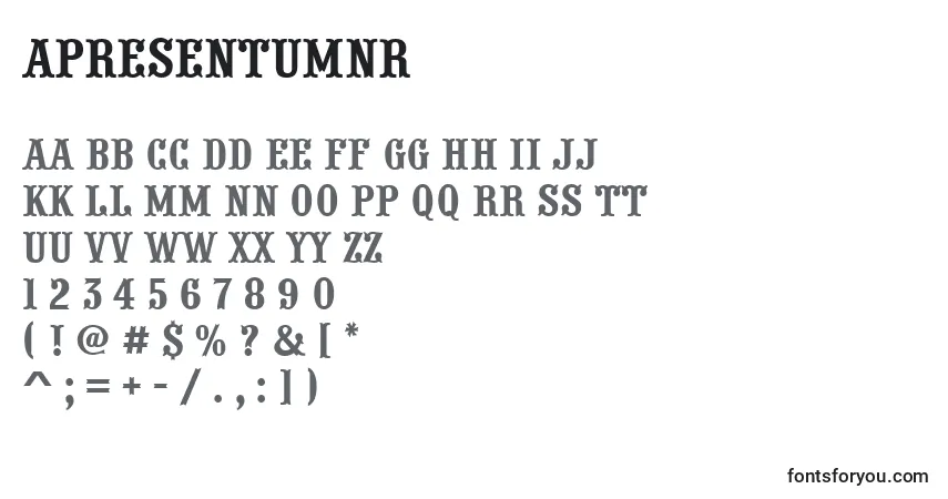 APresentumnr Font – alphabet, numbers, special characters