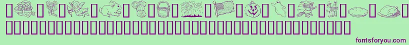GeHolidaySampler Font – Purple Fonts on Green Background