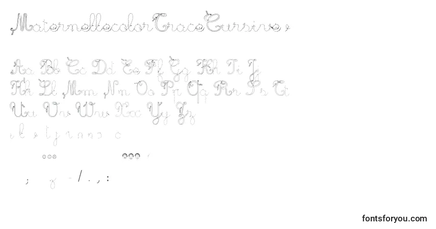 A fonte MaternellecolorTraceCursive3 – alfabeto, números, caracteres especiais