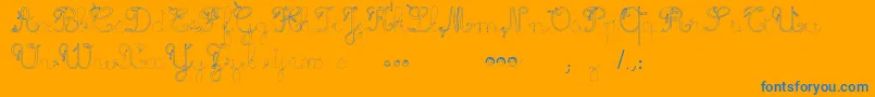 MaternellecolorTraceCursive3 Font – Blue Fonts on Orange Background