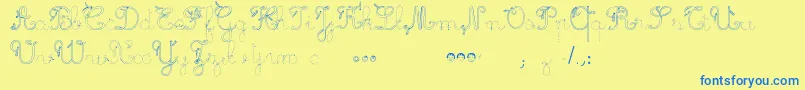 Подробнее о шрифте MaternellecolorTraceCursive3 Шрифт MaternellecolorTraceCursive3 – синие шрифты на жёлтом фоне