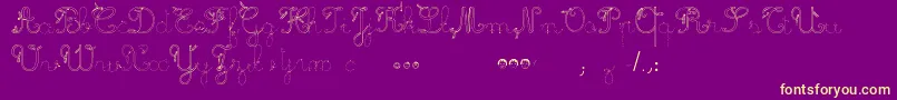 MaternellecolorTraceCursive3 Font – Yellow Fonts on Purple Background