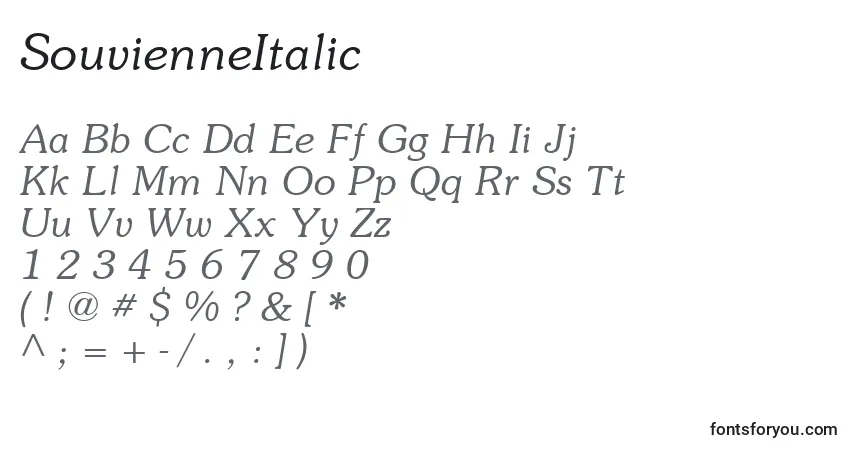 SouvienneItalicフォント–アルファベット、数字、特殊文字