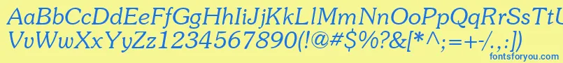 SouvienneItalic Font – Blue Fonts on Yellow Background