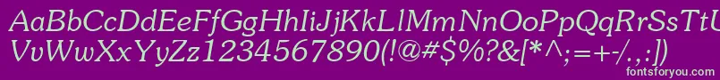 SouvienneItalic Font – Green Fonts on Purple Background