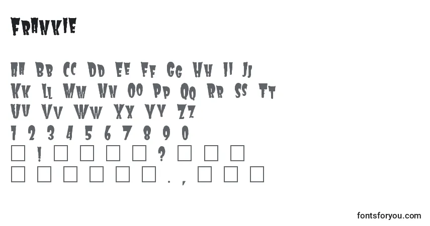Czcionka Frankie – alfabet, cyfry, specjalne znaki