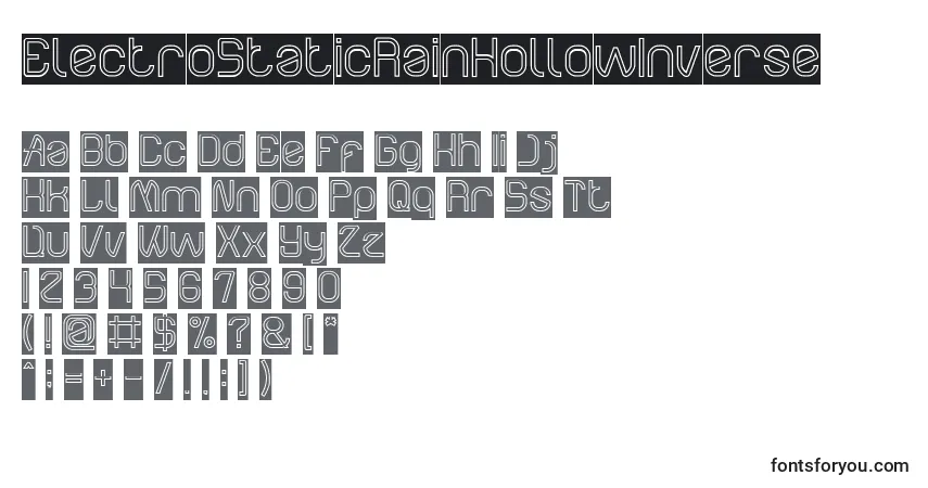 Schriftart ElectroStaticRainHollowInverse – Alphabet, Zahlen, spezielle Symbole