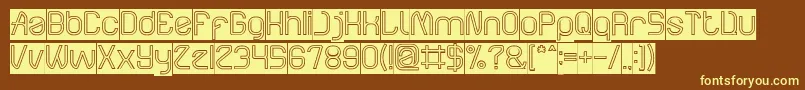ElectroStaticRainHollowInverse-Schriftart – Gelbe Schriften auf braunem Hintergrund