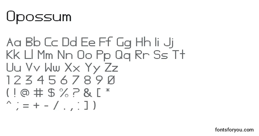 Шрифт Opossum – алфавит, цифры, специальные символы