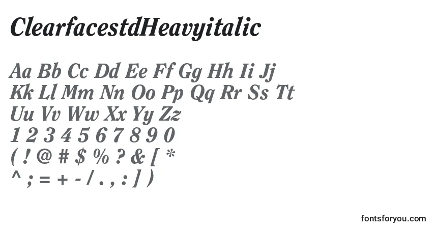 Schriftart ClearfacestdHeavyitalic – Alphabet, Zahlen, spezielle Symbole