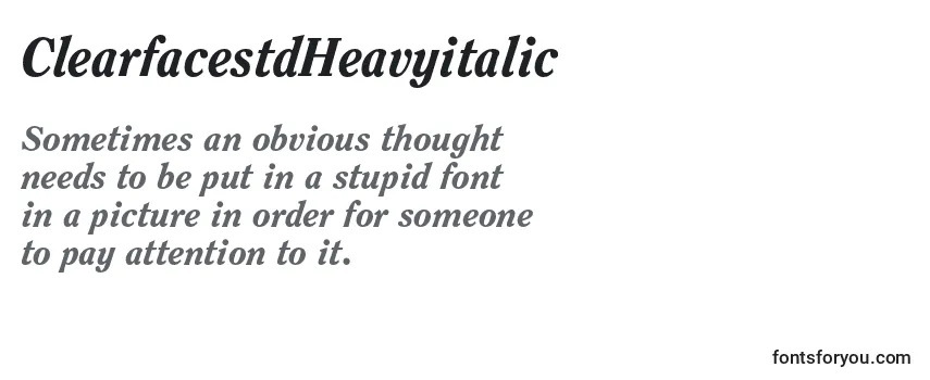 Review of the ClearfacestdHeavyitalic Font